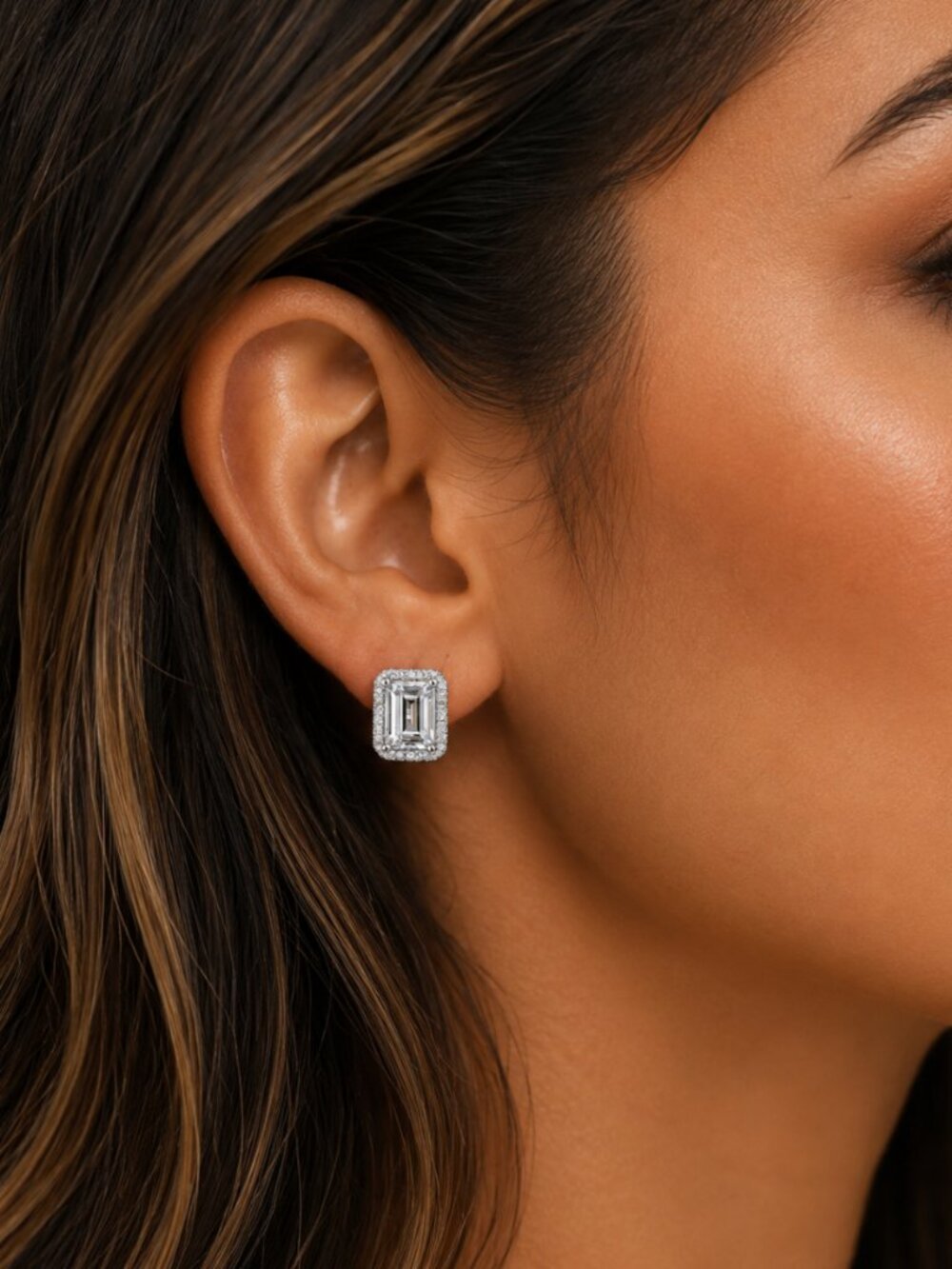 "Wahlberg" Emerald Cut Stud Earrings